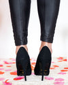 Tina Nubuck Pointed Toe Heels - Black