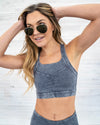 Hunter Acid Wash Extreme Racerback Sports Bra - Denim Blue