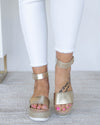 Remi Taylor Ankle Strap Espadrille Wedge - Gold