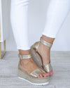 Remi Taylor Ankle Strap Espadrille Wedge - Gold