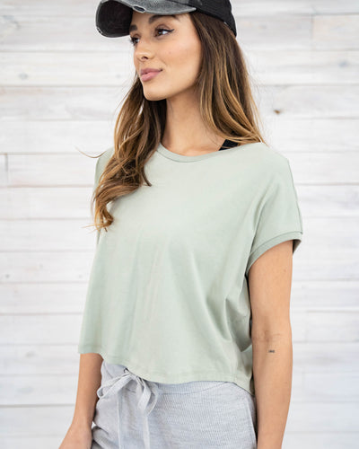 Alicia Cap Sleeve Cropped Top - Desert Sage