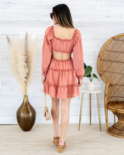 Nadia Textured Cutout Dress - Salmon