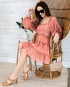 Nadia Textured Cutout Dress - Salmon