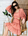 Nadia Textured Cutout Dress - Salmon