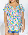 Leila V-Neck Floral Blouse - Coral