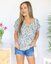 Leila V-Neck Floral Blouse - Coral