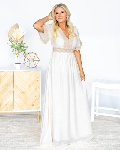 Alexandra V-Neck Lace Maxi Dress - Ivory