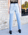 Aubrey Distressed Straight Leg Jeans - Light Wash