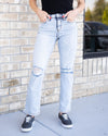 Kylie Mid Rise Straight Leg Jeans - Light Mineral Wash