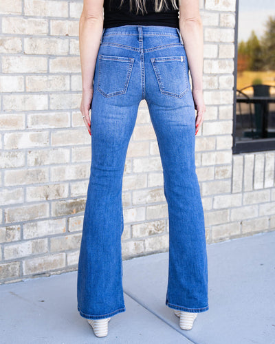 Everly Front Seam Flare Jeans - Medium Wash