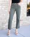Olivia High Rise Slim Straight Jeans - Olive