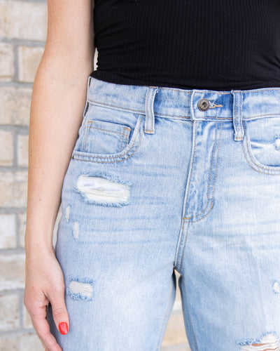 Indie 90's Distressed Straight Leg Jeans - Light Wash