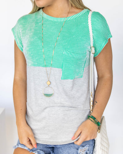 Casual Cuteness Pocket Top - Mint