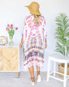 Rising Sun Tie Dye Kimono - Pink/Ivory