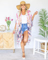 Rising Sun Tie Dye Kimono - Pink/Ivory