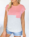 Casual Cuteness Pocket Top - Coral