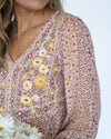 Margot Embroidered Multi Print Top - Cream Multi