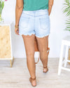 Kinley Distressed Button Up Shorts - Light Wash