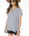 Keely Striped Button Down Blouse - Off White