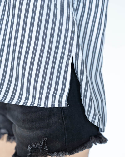 Keely Striped Button Down Blouse - Off White