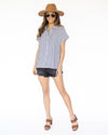 Keely Striped Button Down Blouse - Off White