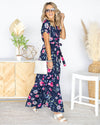 Maxine Front Tie Faux Wrap Maxi Dress - Navy