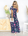 Maxine Front Tie Faux Wrap Maxi Dress - Navy