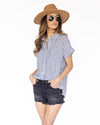 Keely Striped Button Down Blouse - Off White
