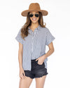 Keely Striped Button Down Blouse - Off White