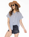 Keely Striped Button Down Blouse - Off White