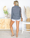 Clara Collared V-Neck Sweater - Heather Navy