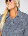Clara Collared V-Neck Sweater - Heather Navy