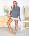 Clara Collared V-Neck Sweater - Heather Navy