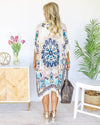 Dream Catcher Mandala Kimono - Ivory/Navy