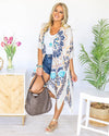 Dream Catcher Mandala Kimono - Ivory/Navy