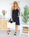 Days In The Sun Pocketed Shift Dress - Black