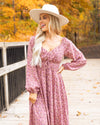 Autumn Outings Floral Dress - Mauve