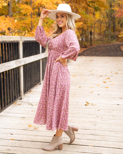 Autumn Outings Floral Dress - Mauve