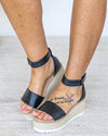 Remi Taylor Ankle Strap Espadrille Wedge - Black