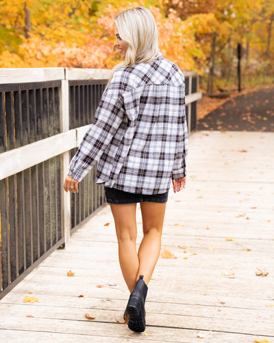 Rewinding Time Plaid Top - Black