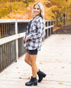 Rewinding Time Plaid Top - Black