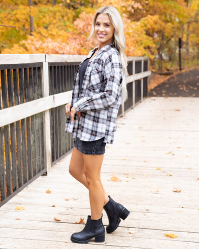 Rewinding Time Plaid Top - Black