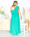 Madeline One Shoulder Ruffle Maxi Dress - Jade