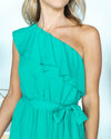 Madeline One Shoulder Ruffle Maxi Dress - Jade