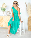 Madeline One Shoulder Ruffle Maxi Dress - Jade