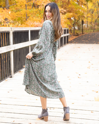 Autumn Outings Floral Dress - Sage