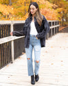 On Edge Corduroy Shacket - Faded Black