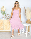 Sabrina Smocked Tiered Ruffle Midi Dress - Pink Lavender