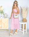 Sabrina Smocked Tiered Ruffle Midi Dress - Pink Lavender