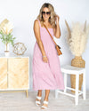 Sabrina Smocked Tiered Ruffle Midi Dress - Pink Lavender
